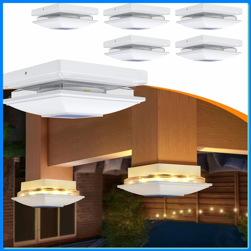 Outdoor Lighting Deck - 4 قطع من أضواء الأعمدة الشمسية
