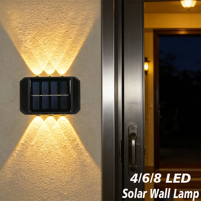 Outdoor Lighting On House - مصباح شمسي خارجي بـ 4/6/8 مصابيح