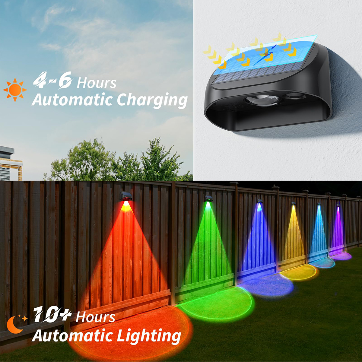 مصابيح سياج شمسي مع أوضاع RGB  - مراجعة Outdoor Lighting Deck وسعره