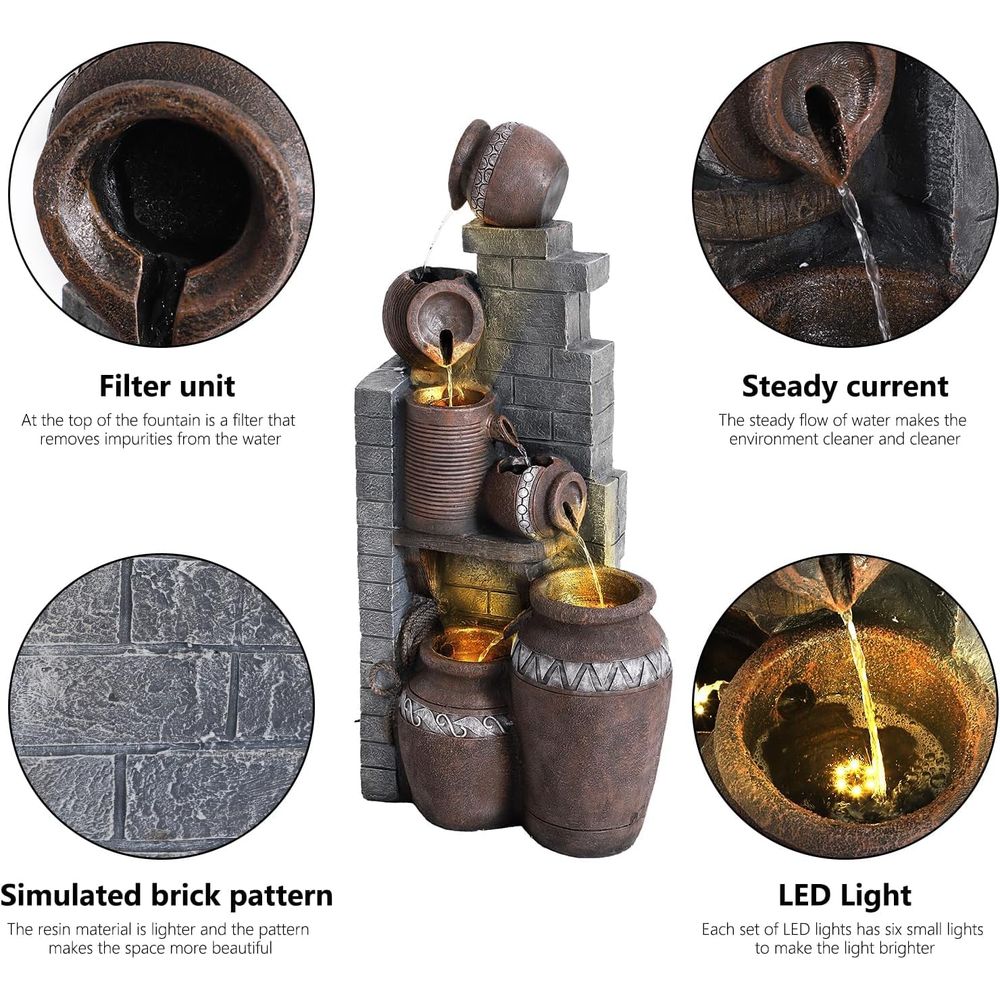 نافورة مياه متدرجة من الراتنج  - مراجعة Outdoor Lighting Deck وسعره