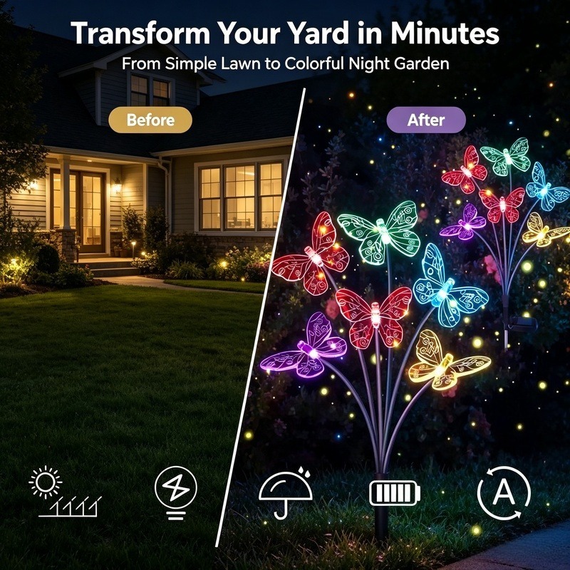 أضواء الفراشة تعمل بالطاقة الش - مراجعة Outdoor Lighting Patio وسعره