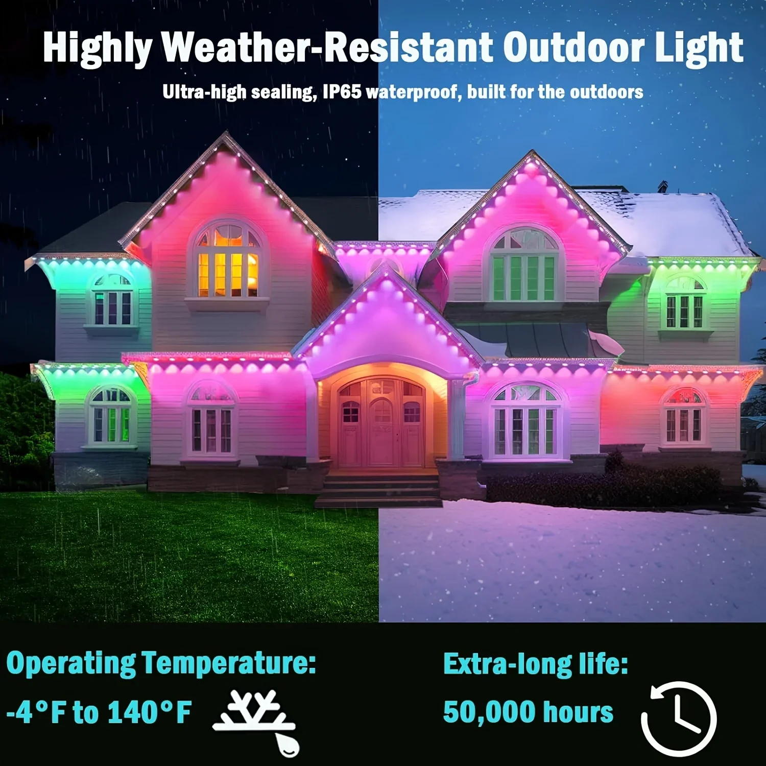 300FT الطنف الدائم LED الذكية  - مراجعة Outdoor Lighting For Front Of House وسعره