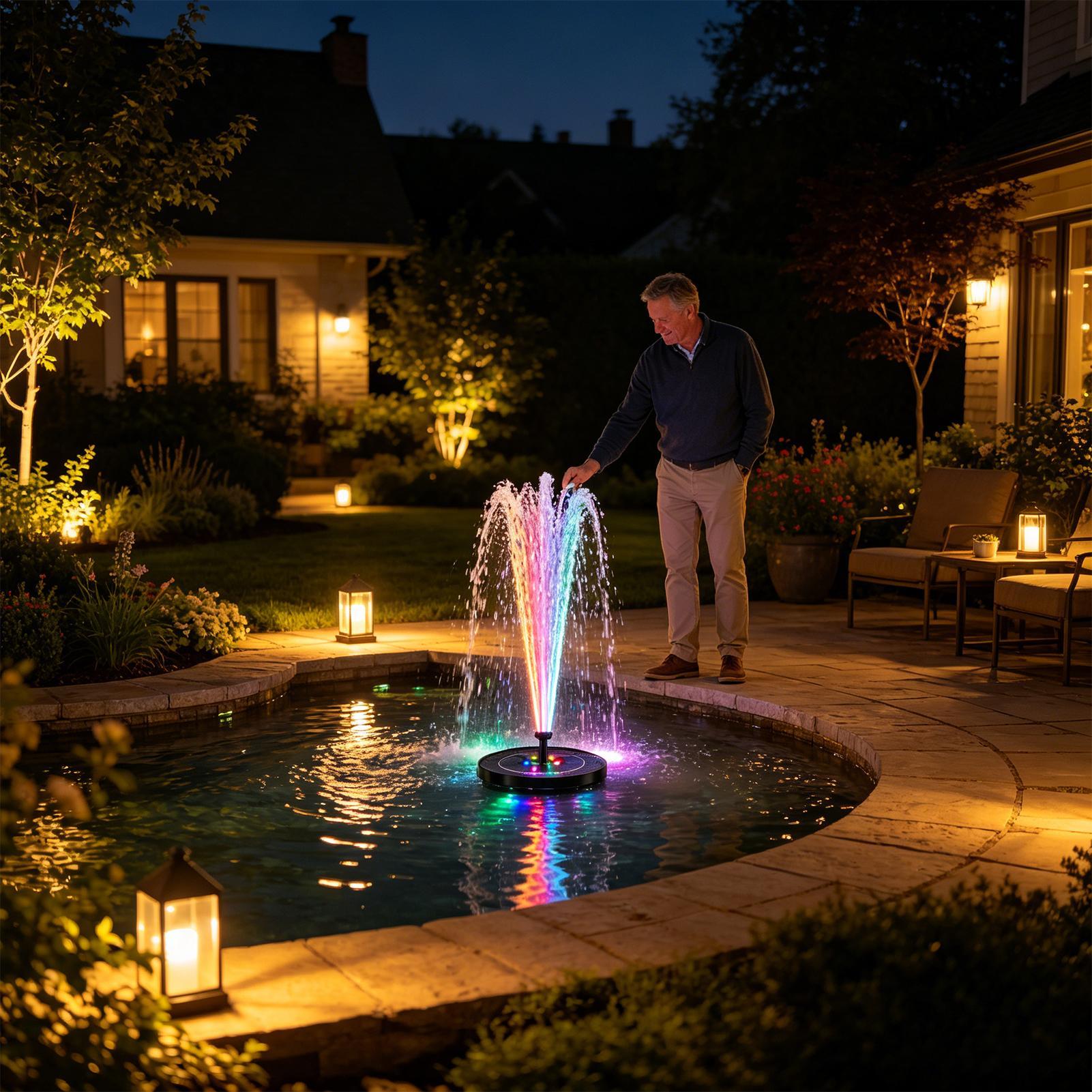 نافورة حمام طيور شمسية عائمة م - مراجعة Outdoor Lighting Deck وسعره