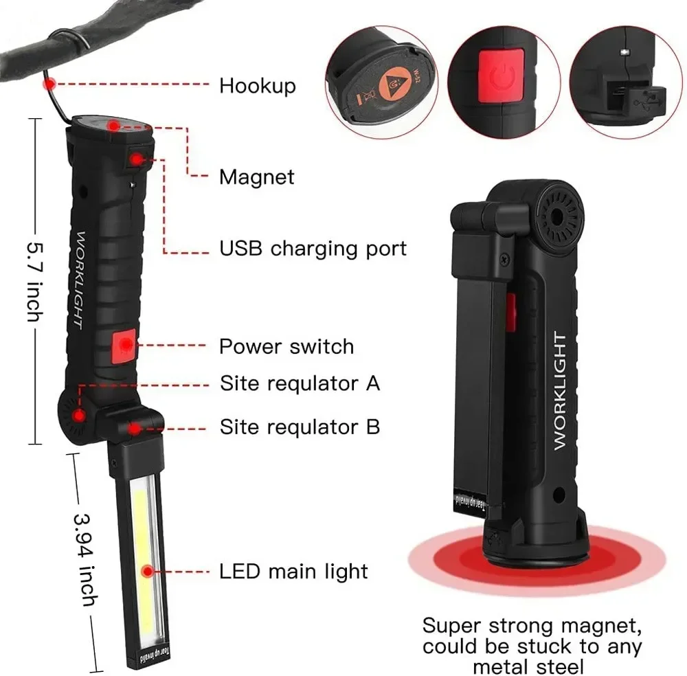LED COB مصباح يدوي USB مصباح ف - مراجعة Outdoor Lighting Hooks وسعره